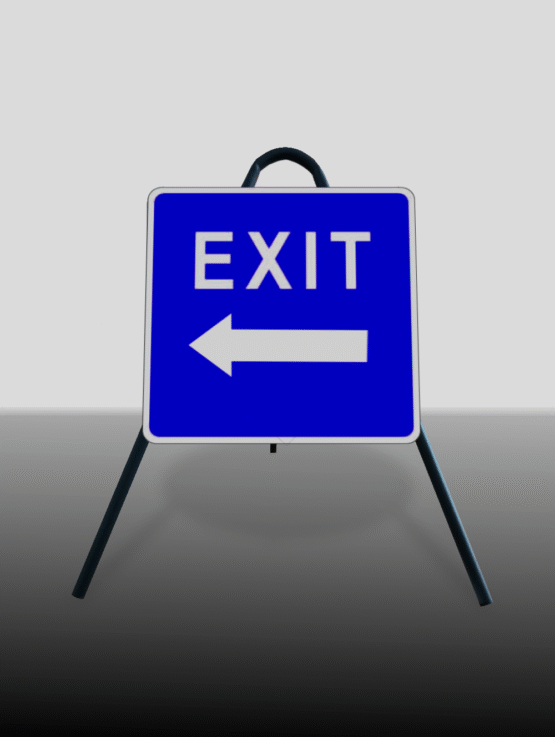 Pastatomas Trikojis Kelio Ženklas - "EXIT" kairė