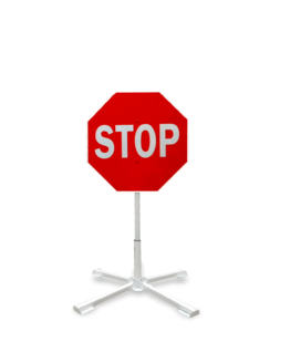 Pastatomas Sulankstomas Kelio ženklas "STOP"