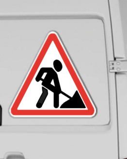 Magnetinis, šviesą atspindintis, atšvaitinis ženklas "Kelio Darbai"