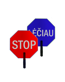 Rankinis dvipusis ženklas Krivulė "STOP-LĖČIAU"