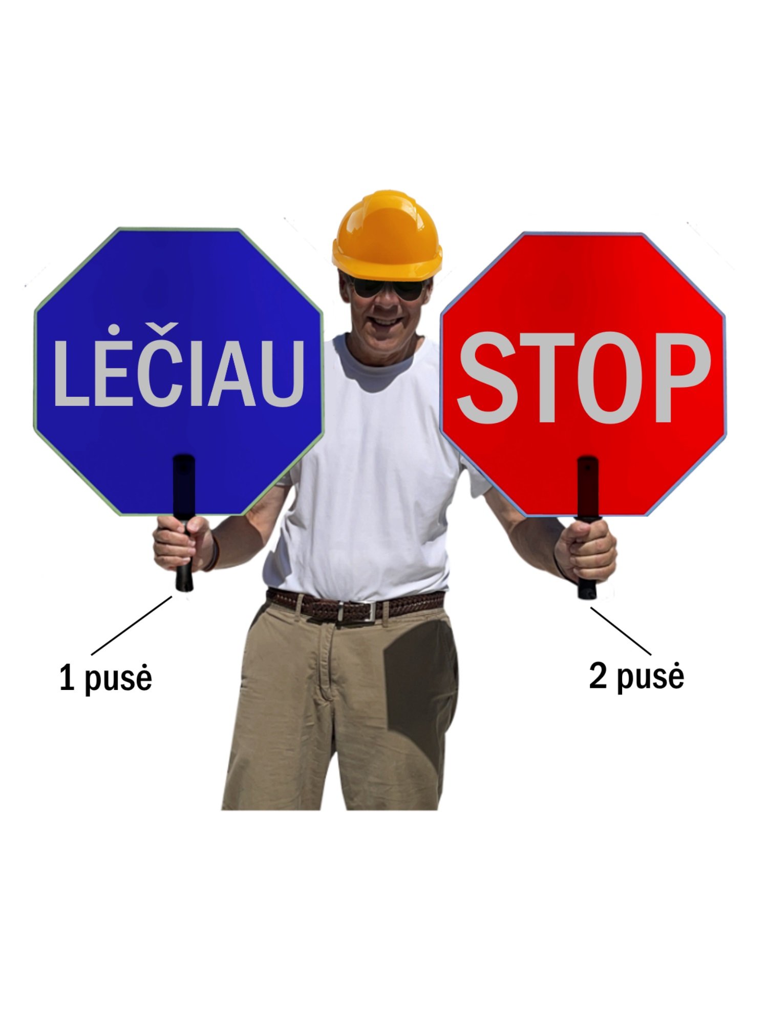 Rankinis dvipusis ženklas Krivulė "STOP-LĖČIAU"