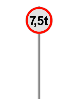 Įbetonuojamas Ženklas "Ribotas Svoris iki 7.5t"